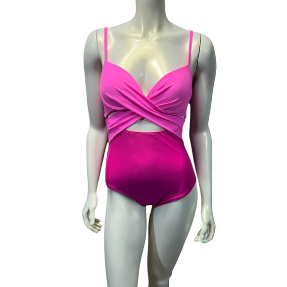 Pink NWT Push-Up Cut-Out High-Waist Monokini Swimsuit Size 6 - Picture 13 of 13